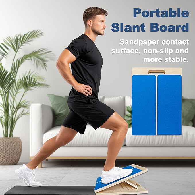 Adjustable Foot Incline Wooden Slant Board For Calf Stretching,440lb Capacity, Balance Velour Stretcher Ankle Stretch Knee Leg Boards Squats Wedge Exercise Pilates Fitness Portable Equipment