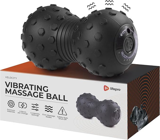 Lifepro 4-Speed Vibrating Massage Ball - Peanut Massager and Vibrating Foam Roller for Fitness, Mobility, and Relaxation - Compact and Portable Design