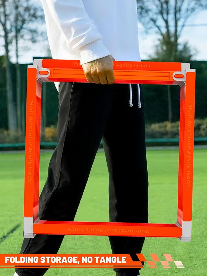 Tangle-Free Agility Ladder for Kids/Athletic – Multi-Use Speed Training Ladder for Footwork Drills/Football/Soccer/Boxing - Agility Equipment for Workout/Exercise/Fitness – 10 Rung