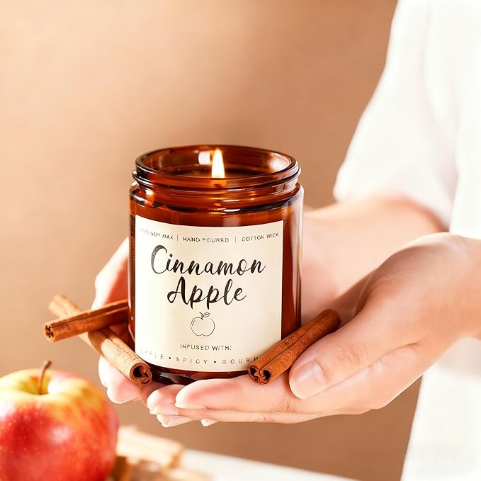 Fall Candles Set - 6 Pack Candles for Home Scented, Fall Scented Candles for Autumn Gift Home Decoration, Natural Non Toxic Soy Candle Gifts for Women, Cinnamon Apple/Autumn Wreath