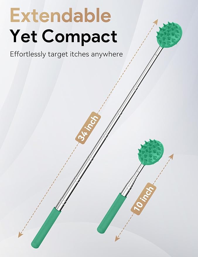 TUKUOS Telescoping Back Scratcher with 4Pcs Detachable Scratching Heads, Back Scratcher for Men/Women,Dual Sides Scratcher/Metal Claw/Rake Scratcher Christmas Gifts Stocking Stuffers for Women Men