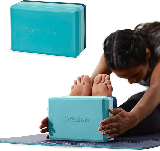 Gaiam Yoga Block - Supportive Latex-Free Eva Foam - Soft Non-Slip Surface with Beveled Edges for Yoga, Pilates, Meditation - Yoga Accessories for Stability, Balance, Deepen Stretches