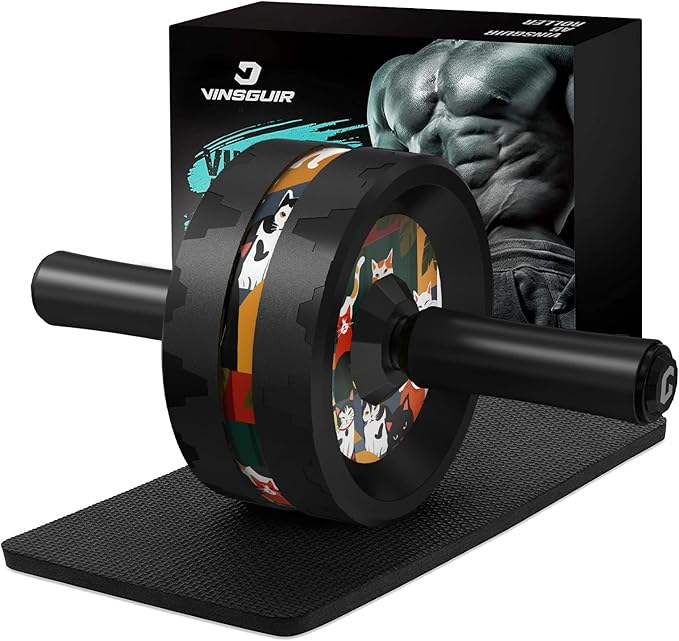 VINSGUIR Ab Roller Wheel, Abs & Core Workout Equipment for Home Gym with Knee Pad Accessories, Abdominal Wheel for Full-body Strength Training