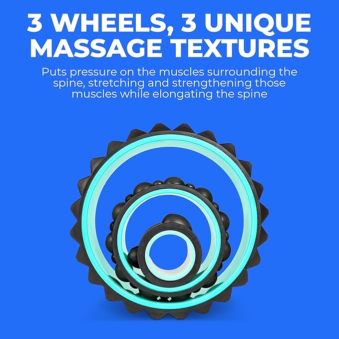 Chirp Wheel XR 3-Pack - 10” Acupressure, 6” Knot-Kneading Thumb, 4” Neck & Headache Relief, High Density Foam Massage Roller Set for Deep Tissue Back Roller & Muscle Therapy, Supports 500lbs, Mint