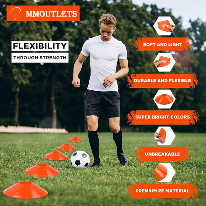 75/50/25 Pack, Pro-Grade Soccer Training Cones Set, Durable Agility Soccer Cones with Carry Bag & Strap Holder Ideal for Sports Training, Football, Soccer, Basketball- Trusted by Coaches & Athletes