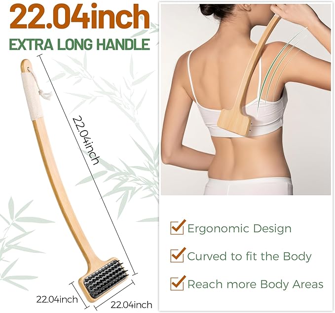 Back Scratcher for Men, 22''Extra Long Handle Bamboo Back Scratcher, 2 in 1 Back Massager and Body Scratcher, Gentle Relief for Adults, Pregnancy, Elderly, Gift for Fathers.