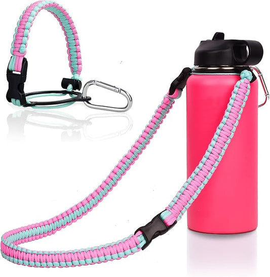 Wongeto Paracord Handle Carrier Holder with Shoulder Strap,Compatible with Hydro Flask Wide Mouth Water Bottles