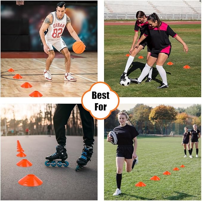 75/50/25 Pack, Pro-Grade Soccer Training Cones Set, Durable Agility Soccer Cones with Carry Bag & Strap Holder Ideal for Sports Training, Football, Soccer, Basketball- Trusted by Coaches & Athletes