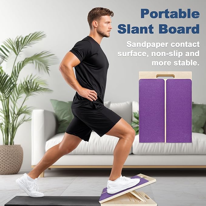 Adjustable Foot Incline Wooden Slant Board For Calf Stretching,440lb Capacity, Balance Velour Stretcher Ankle Stretch Knee Leg Boards Squats Wedge Exercise Pilates Fitness Portable Equipment
