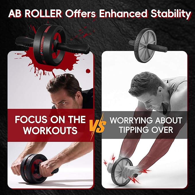 Ab Roller Wheel for Abs Workout - Abdominal Exercise Equipment with 2 Knee Pads for Home Gym, Core Strength Training, Fitness Equipment for Men & Women