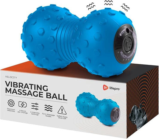 Lifepro 4-Speed Vibrating Massage Ball - Peanut Massager and Vibrating Foam Roller for Fitness, Mobility, and Relaxation - Compact and Portable Design