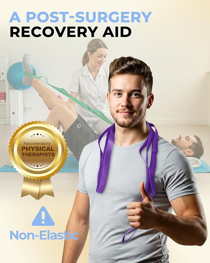 Trideer Stretching Strap Yoga Strap for Physical Therapy, 10 Loops Yoga Straps for Stretching, Non-Elastic Stretch Strap for Pilates, Exercise, Stretch Band for Women & Men