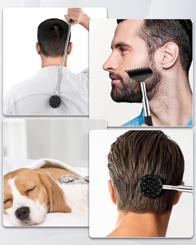 TUKUOS Telescoping Back Scratcher with 4Pcs Detachable Scratching Heads, Stocking Stuffers for Men Back Scratcher for Men/Dad/Women, White Elephant Gifts for Adults Christmas Gifts for Men Women