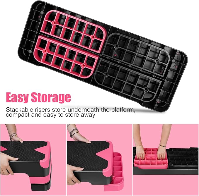 Adjustable Workout Aerobic Stepper in Fitness & Exercise Step Platform Trainer 3 settings adjustable height 4”-6”-8”