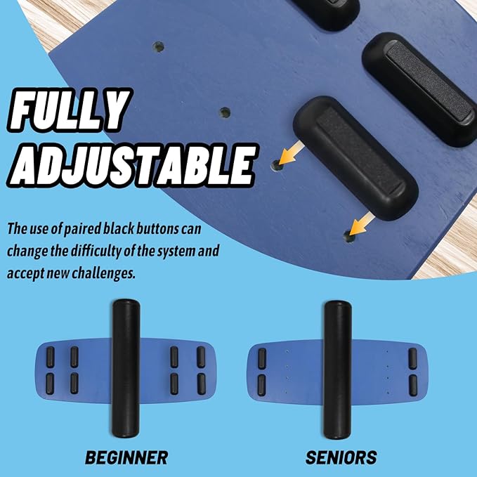 Balance Borad Sports Trainer-with Adjustable Stopper- Stability Board for Physical Therapy,Yoga,Surfing Training-Max Load 350lbs with Aiti- Slip Surface