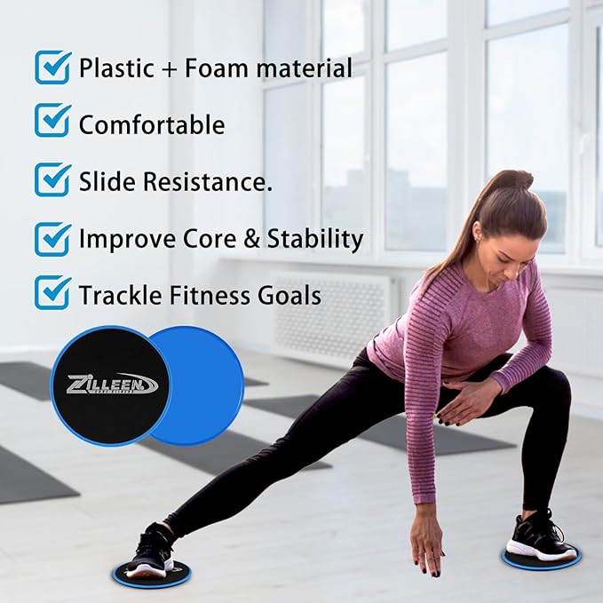 ZILLEEN Exercise Sliders for Working Out Fitness Discs for Pilates Women Men, 2 Pack