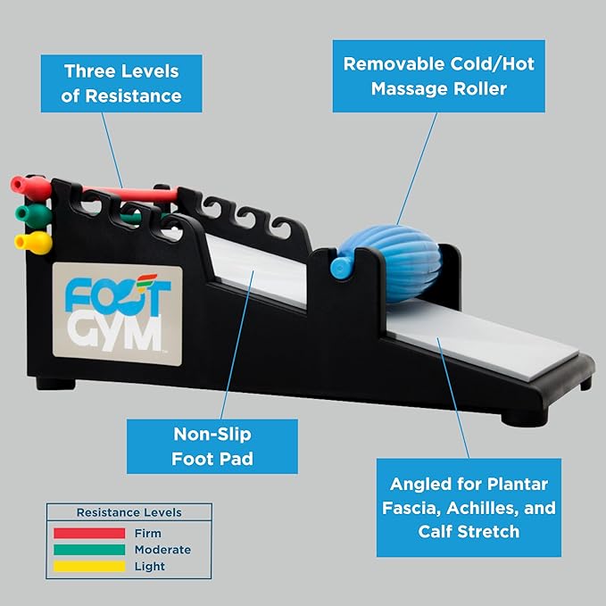Foot Gym Recover and Treat Pain Related to Plantar Fasciitis, Achilles Tendonitis, shin splints, Foot Pain & Provide Rehab from Foot or Leg Injury with hot/Cold Massage Roller