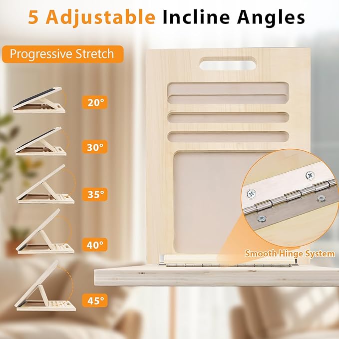 Slant Board for Calf Stretching, Adjustable Wooden Incline Board with Anti-Slip EVA Base, 300LB Capacity Portable Calf Stretcher for Physical Therapy, Squats, Ankle & Heel Support at Home/Gym