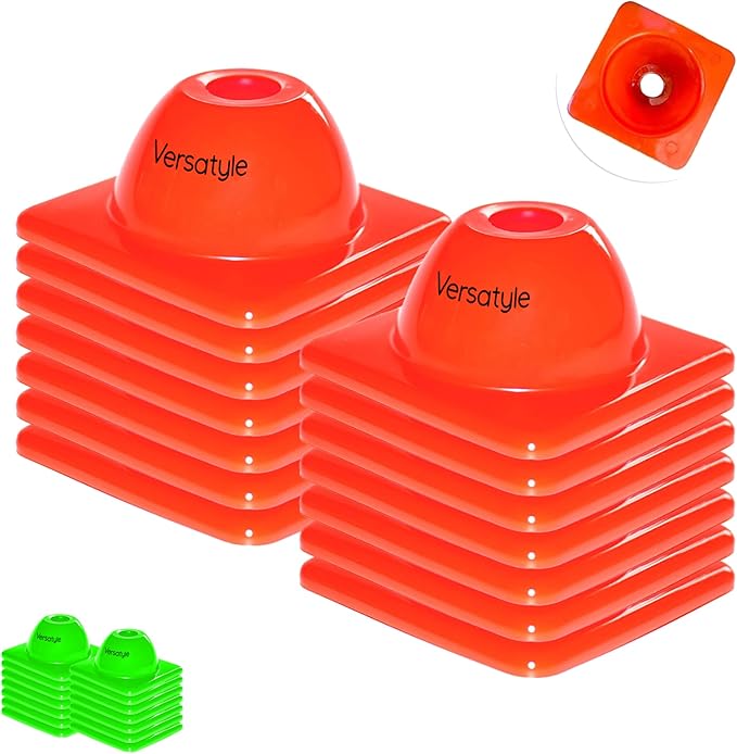 2 inches Heavy Duty Agility Training Cones for Sports & Kids Coaching, Field Markers for Motorcycle, Bikes, Traffic, Basketball, Soccer Drills, Durable, Multipurpose, Adjustable