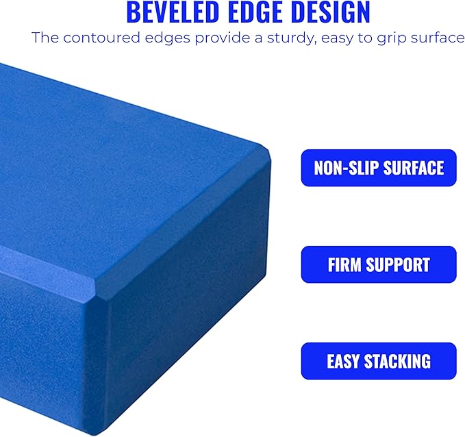 Hello Fit 3" Yoga Block, 10 Pack Bulk EVA Foam Yoga Blocks, Firm and Supportive Yoga Brick, Balance Foam for Stretching, Pilates, and Workout, 3" x 6" x 9"