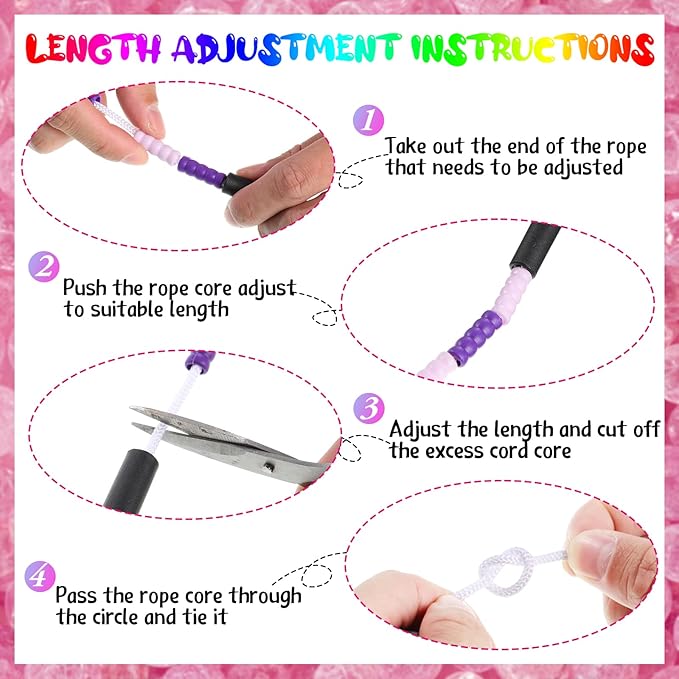 Junkin 36 Pack Jump Ropes for Kids, Adjustable Length Free Segmented Skipping Rope Bulk for Toys, Soft Beaded Jumping Ropes for Women Fitness Exercise Training Workout Weight Loss, 9 Colors