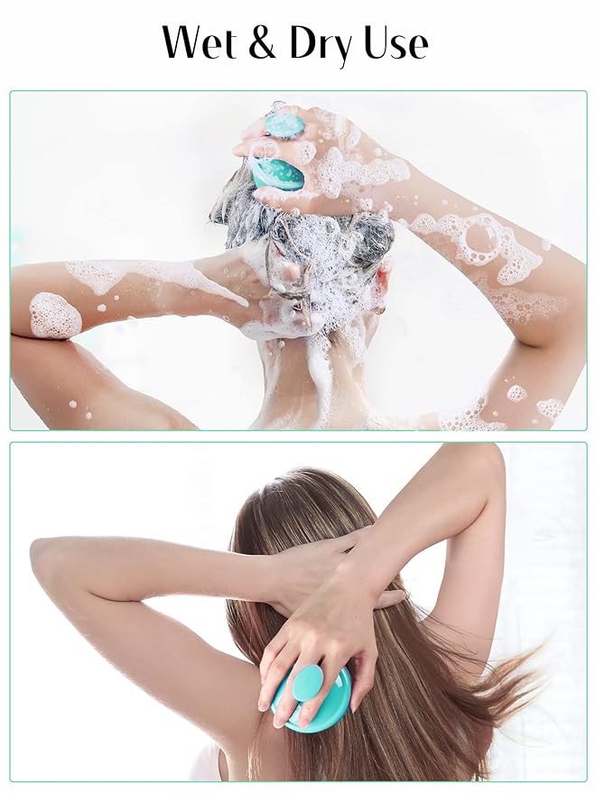 HEETA Scalp Massager Hair Growth, Soft Silicone Scalp Scrubber Shampoo Brush for Exfoliation, Dandruff Removal Head Massage Stress Relax, Wet & Dry Use for Thick Thin Curly Hair Care, Green