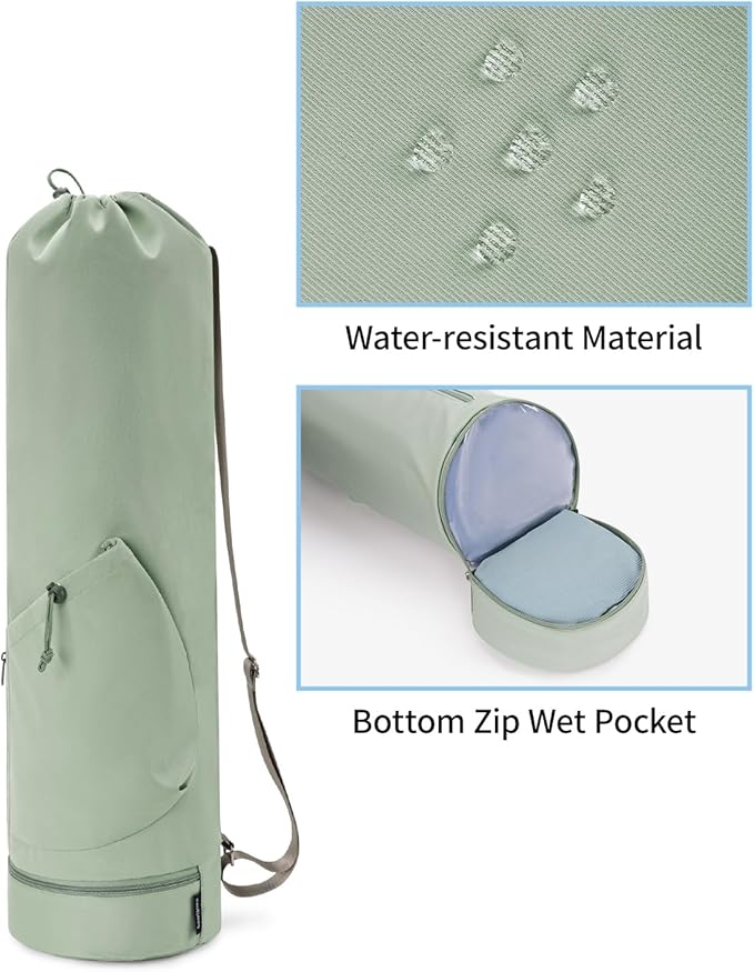 sportsnew Yoga Mat Bag with Water Bottle Pocket and Bottom Wet Pocket, Exercise Yoga Mat Carrier Multi-Functional Storage Bag, Patent pending