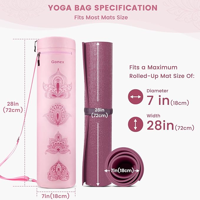 Gonex Yoga Mat Bag, Yoga Mat Carrier Full-Zip Exercise Yoga Mat Carry Bag for Women Men with 2 Multi-Functional Storage Cargo Pockets Extra Wide Adjustable Shoulder Strap
