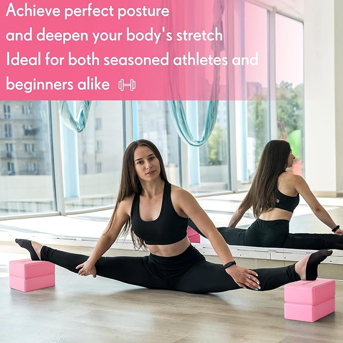 4 Pack Yoga Blocks Non Slip Pilates Brick Foam Blocks Pilates Dance Gymnastics Workout Fitness Props Tool for Stretching Meditation and Exercise