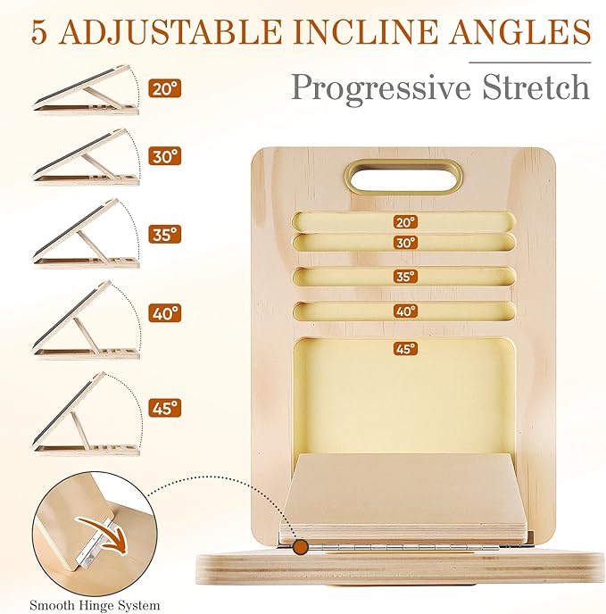 Adjustable Slant Board for Calf Stretching, Wooden Portable Stretcher, Foldable Incline Boards for Calves Ankle Achilles Tendon Knee Heel Muscle Stretch Exercise
