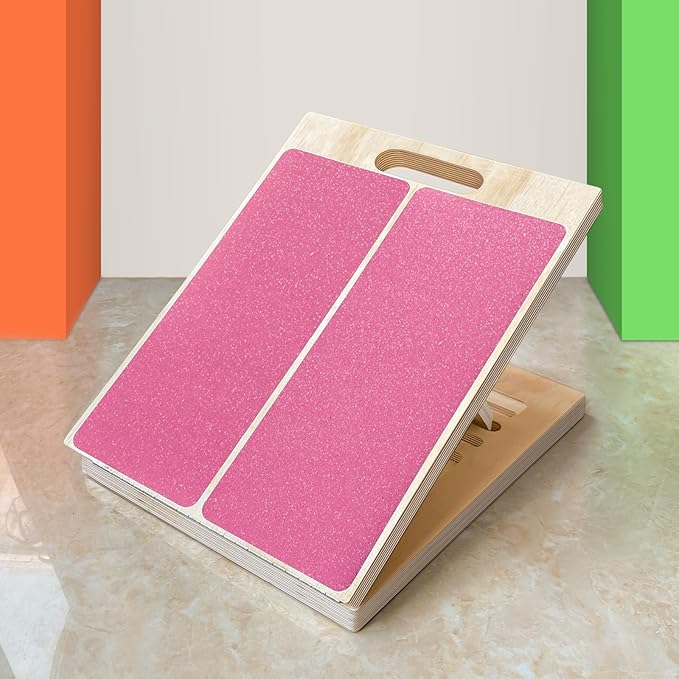 Adjustable Foot Incline Wooden Slant Board For Calf Stretching,440lb Capacity, Balance Velour Stretcher Ankle Stretch Knee Leg Boards Squats Wedge Exercise Pilates Fitness Portable Equipment