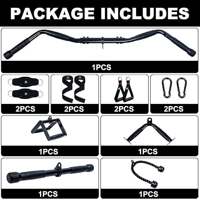 LAT Pulldown Attachments, Cable Machine Attachment Gym Accessories, Cable Attachments for Gym, Home Gym Accessories