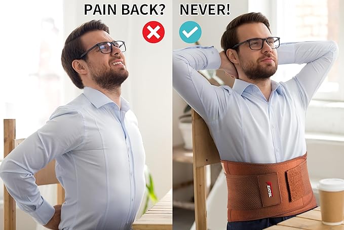 FEATOL Back Brace for Lower Back Pain, Breathable Back Support Belt for Women & Men with Lumbar Pad, Lumbar Support Belt for Heavy Lifting & Work, Scoliosis, Brown, 2XL (Circumference:38.6-51.2")