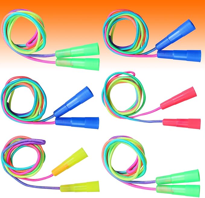 Elcoho 6 Pack Rainbow Jump Rope Set Jumping Ropes Physical Education Skipping Rope