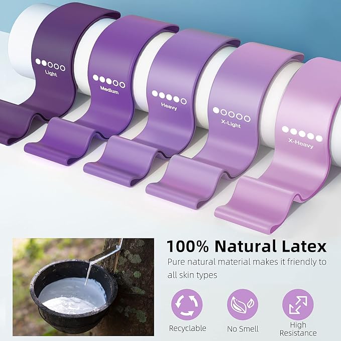 Resistance Bands for Working Out, Elastic Exercice Loop Bands for Physical Therapy, Yoga Starter Set of Stretch Bands for Booty Legs, Pilates Flexbands