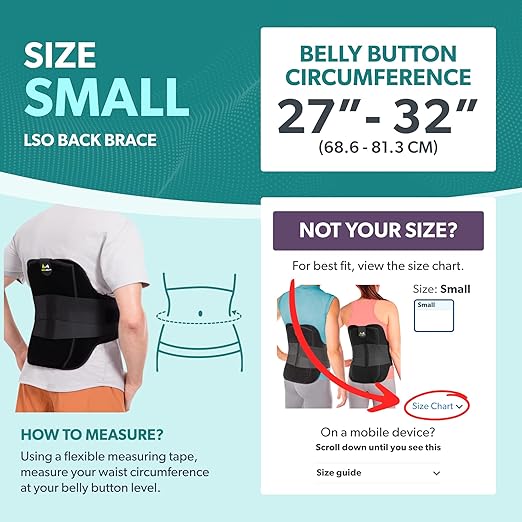 BraceAbility LSO Back Brace for Herniated, Degenerative & Bulging Disc Pain Relief, Sciatica, Spine Stenosis | Medical Lumbar Support Device for Post Surgery & Fractures with Hot/Cold Therapy (S)