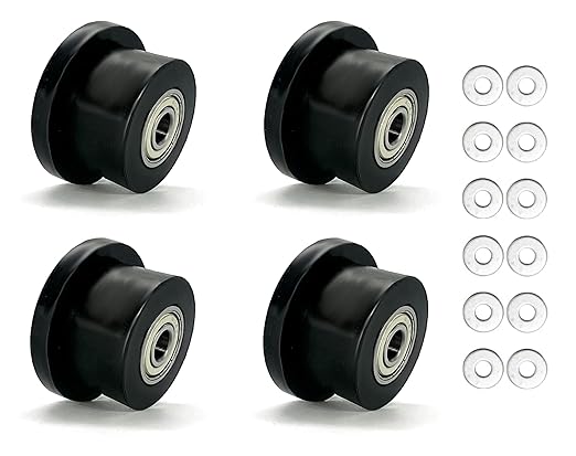 4-Pack Universal Gym Machine Roller Wheels - Heavy-Duty Black Plastic Rollers for Multi-Model Home Fitness Equipment, Direct Replacement for Worn Exercise Machine Components