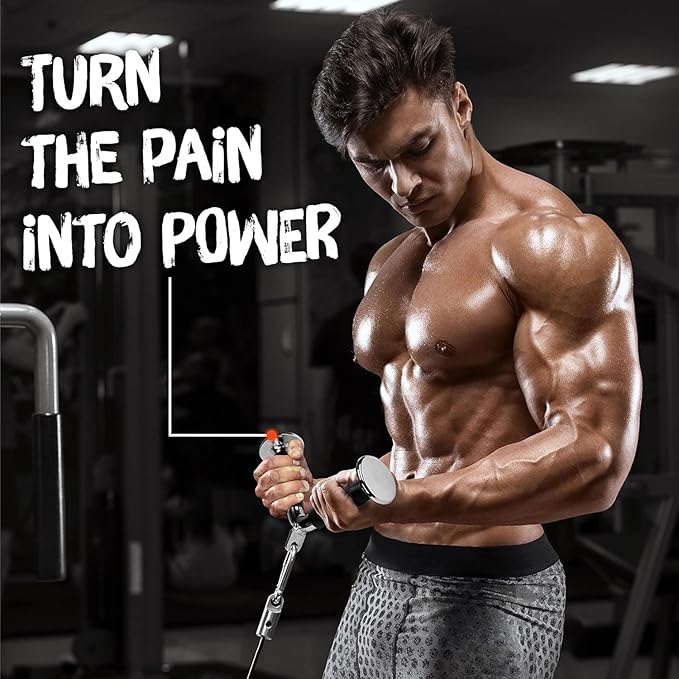 Yes4All Cable Machine Attachment, Row Handles, Tricep Rope, Straight Bar, V Bar, LAT Pulldown Accessories Load 880 LB for Home Gym