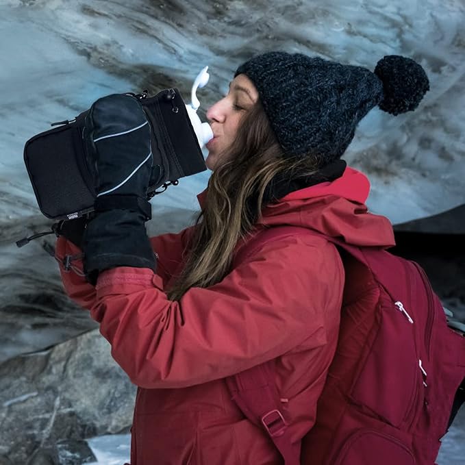 Nuovoware Water Bottle Carrier, 40oz Bottle Carrier Sports Insulated Water Bottle Holder with Adjustable Shoulder Strap, 2 Pockets Flask Sling Bag Drawstring Pouch for Climbing Hiking Walking