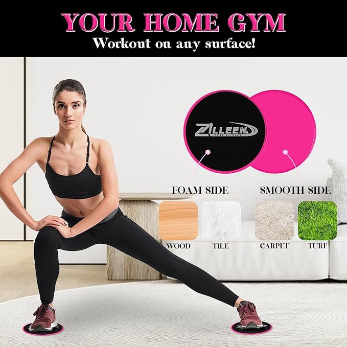 ZILLEEN Exercise Sliders for Working Out Fitness Discs for Pilates Women Men, 2 Pack