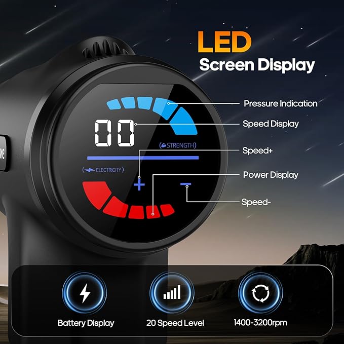 AERLANG Massage Gun with Heat Deep Tissue Back Massager Neck Massager for Pain Relief,Muscle Percussion Massage Gun, Birthday Gifts for Men Women Dad him Handheld Message Gun with 7Heads&Silent