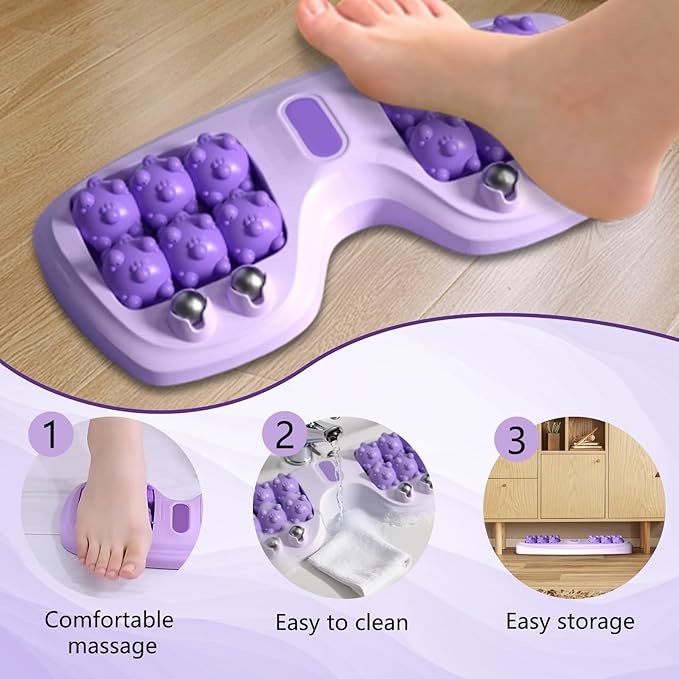 Portable Double Foot Massage Roller,Plantar Fasciitis Relief, Dual Foot Acupressure Therapy for Stress Relief and Improved Circulation, Portable Reflexology Tool for Home and Office Use (Orange)