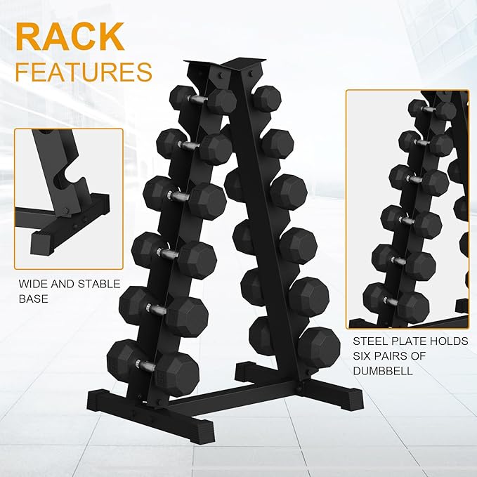 Premium Rubber Coated Hex Dumbbell Weight Set,Multiple Sizes Exercise & Fitness Dumbbells,Multiple Packages,210LB/350LB/450LB/550LB for Muscle Toning, Strength Building & Full Body Workout