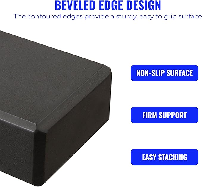 Hello Fit 3" Yoga Block, 10 Pack Bulk EVA Foam Yoga Blocks, Firm and Supportive Yoga Brick, Balance Foam for Stretching, Pilates, and Workout, 3" x 6" x 9"