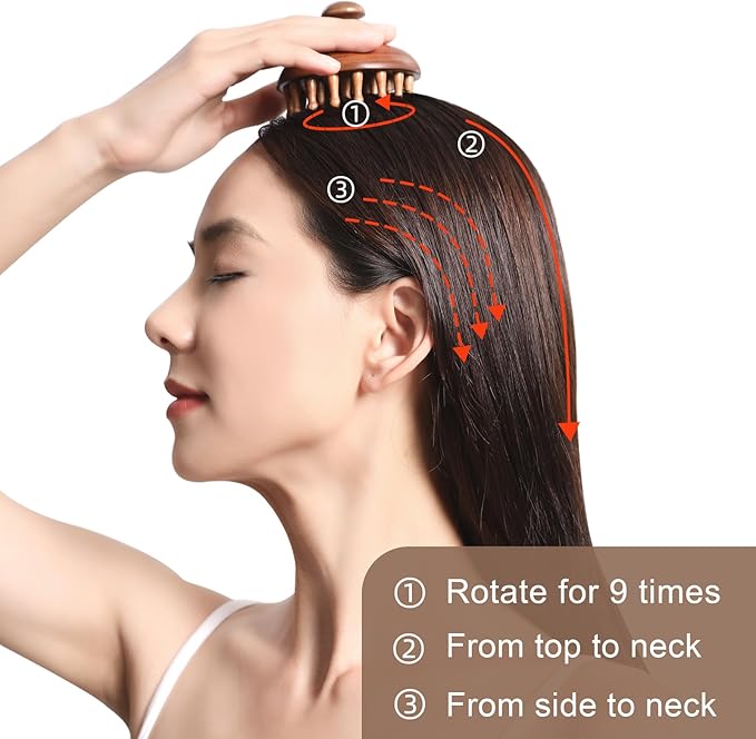 Wooden Scalp Massager for Hair Growth｜Full Body Massage Tool｜Scalp Brush｜Gua Sha｜Portable Massage Tool