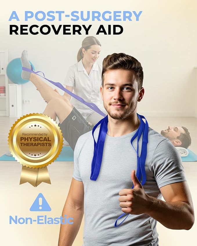 Trideer Stretching Strap Yoga Strap for Physical Therapy, 10 Loops Yoga Straps for Stretching, Non-Elastic Stretch Strap for Pilates, Exercise, Stretch Band for Women & Men