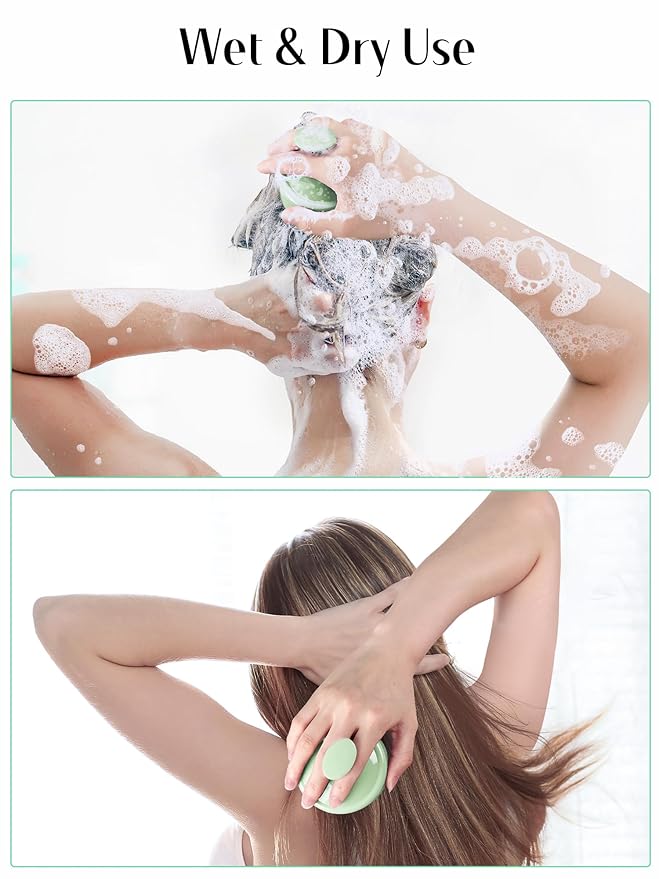 HEETA Scalp Massager Hair Growth, Soft Silicone Scalp Scrubber Shampoo Brush for Exfoliation, Dandruff Removal Head Massage Stress Relax, Wet & Dry Use for Thick Thin Curly Hair Care, Lime Green