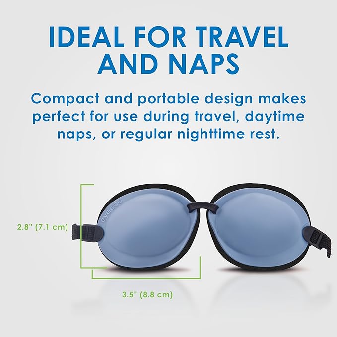 Eye Eco Tranquileyes XL Advanced Warm Compress – Dark Eye Mask for Dry, Irritated Eyes – Help Improve Sleep with Soft Comfort Eye Shade - Microwavable Beads and Self-Heating Instants - Blue