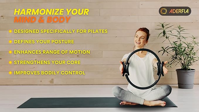 Pilates Ring Circle - 2 Pack |14" Inch Fiberglass Pilates Home Equipment | Comfortable Padded Foam Handles | Ideal for Toning, Inner Thigh and Pelvic Exercises | Use at Home, Gym Classes |