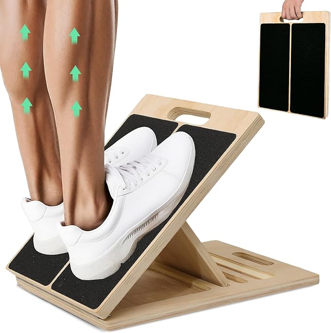 Portable Slant Board for Calf Stretching, 350 Lbs Weight Capacity, Adjustable Wooden Incline Board for Calf Stretcher, Physical Therapy Equipment for Leg, Knees, Heel, Ankle (Black)
